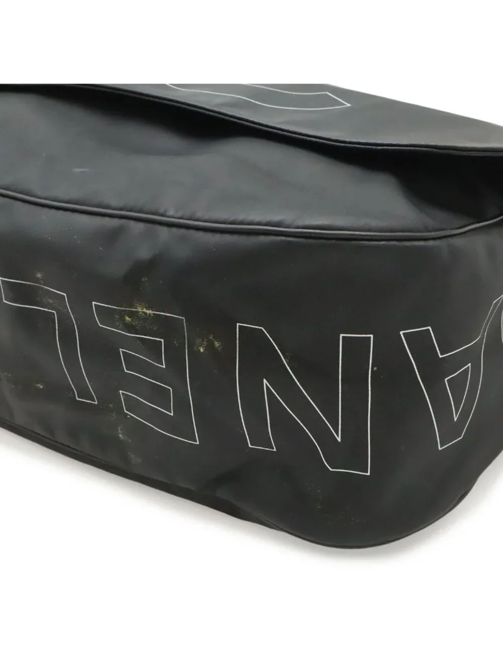 Chanel Sports Line CC Logo Messenger Bag Crossbody Rubber Coating Black